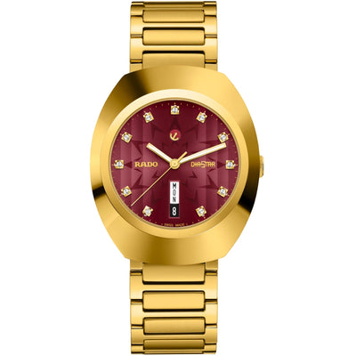 Rado DiaStar Original Automatic Red Dial Yellow Gold Stainless Steel Unisex Watch R12161573