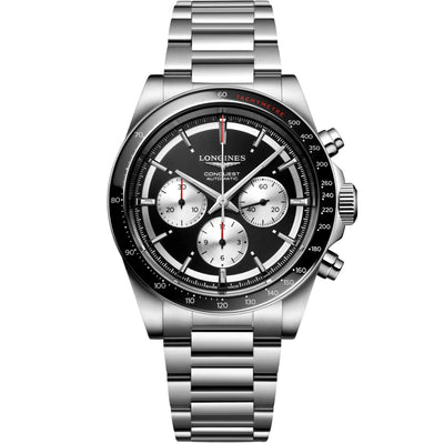 LONGINES Black circular with silver counters Men Watch L38354526