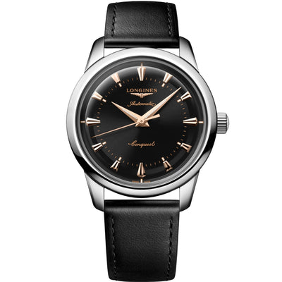 LONGINES Black lacquered polished Men Watch L16504522