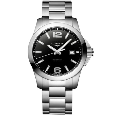 LONGINES Black lacquered polished Men Watch L37594586