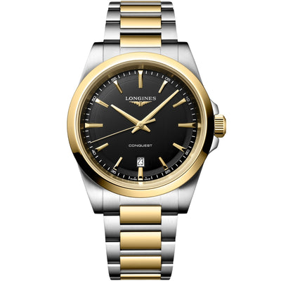 Longines Conquest Two-Tone Yellow PVD Black Dial 41mm Watch L38603527