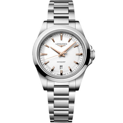 Longines Conquest White Dial Pink Hands 30mm Women's Watch L33504186