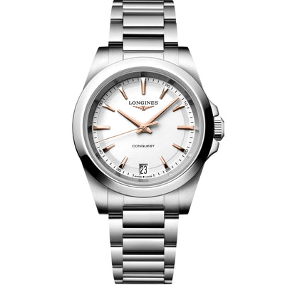 Longines Conquest White Dial Pink Hands 34mm Watch L34604186