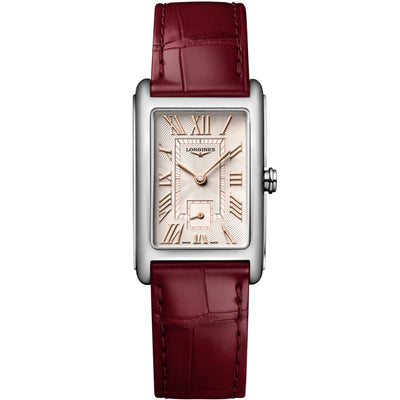 Longines Dolcevita Ivory Rose Dial Red Leather Watch L55124282