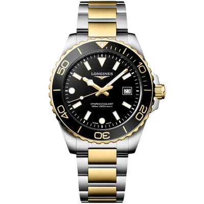 Longines HydroConquest Two-Tone Yellow PVD Black Dial Watch L37693567