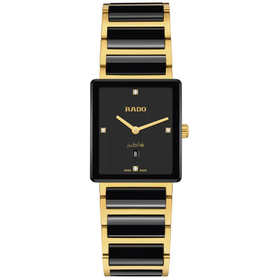 Rado Integral Quartz Black Diamond Dial Square PVD Women's Watch R20254712