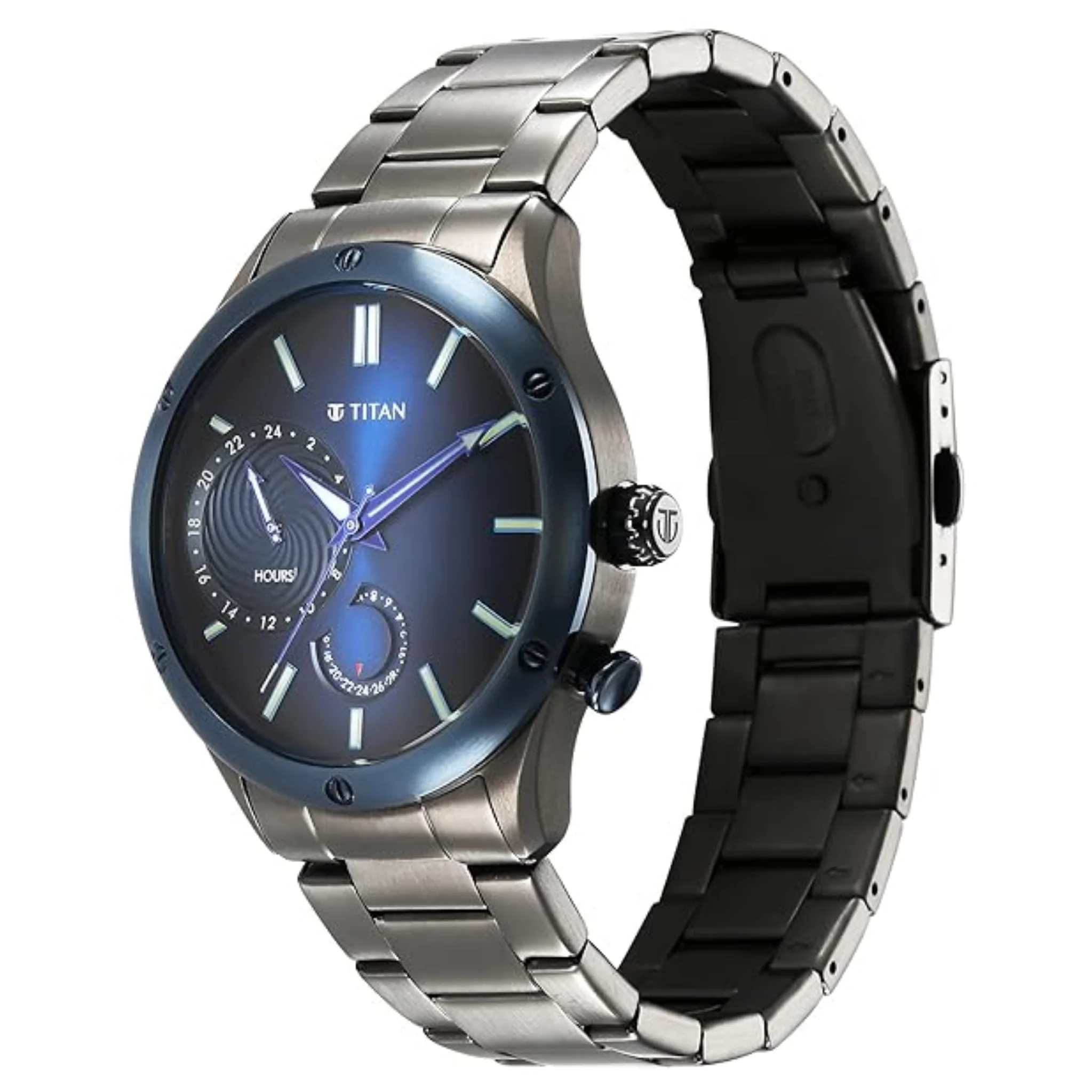 Titan 10009KM01 male Blue Round Watch