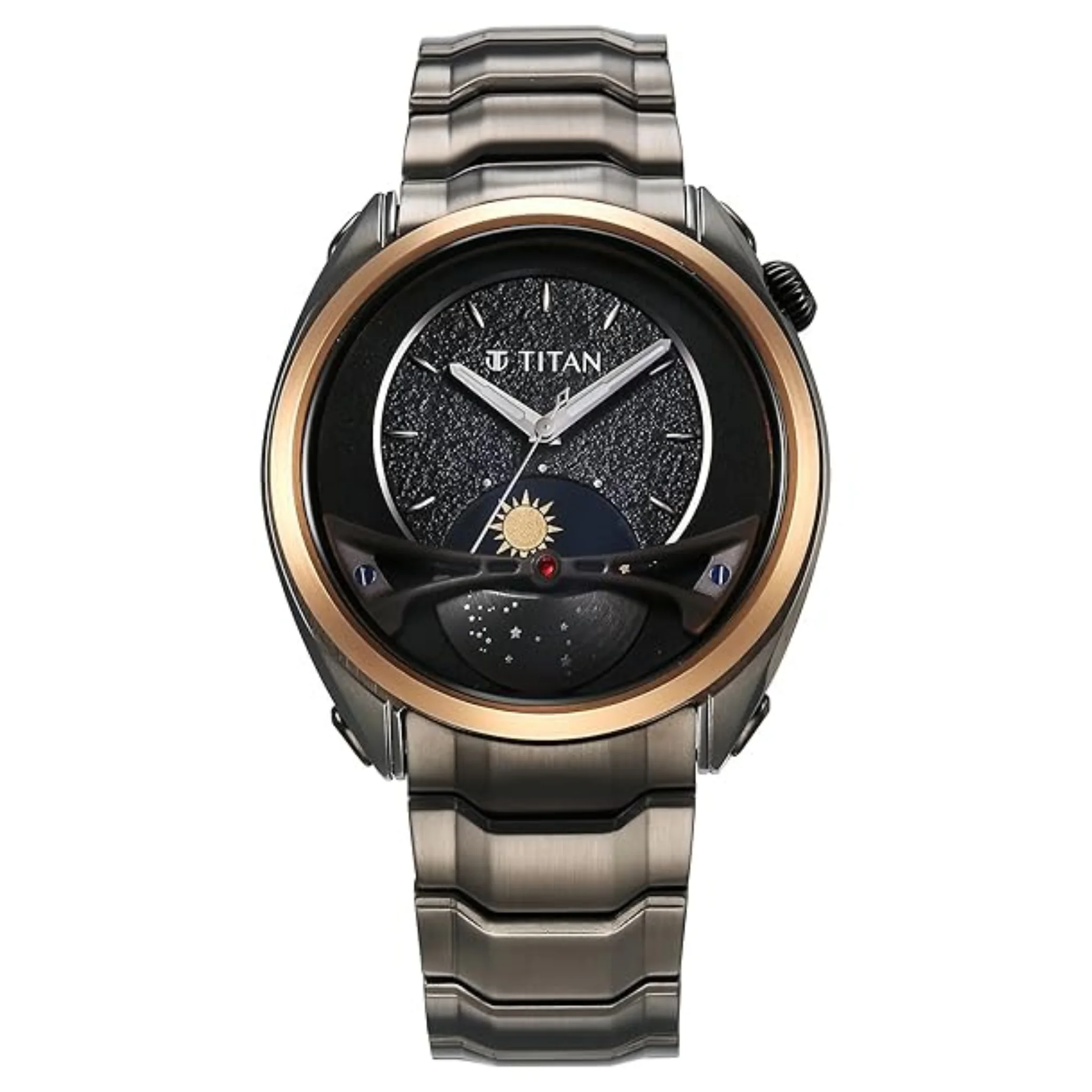 Titan 10010KM01 male Black Round Watch