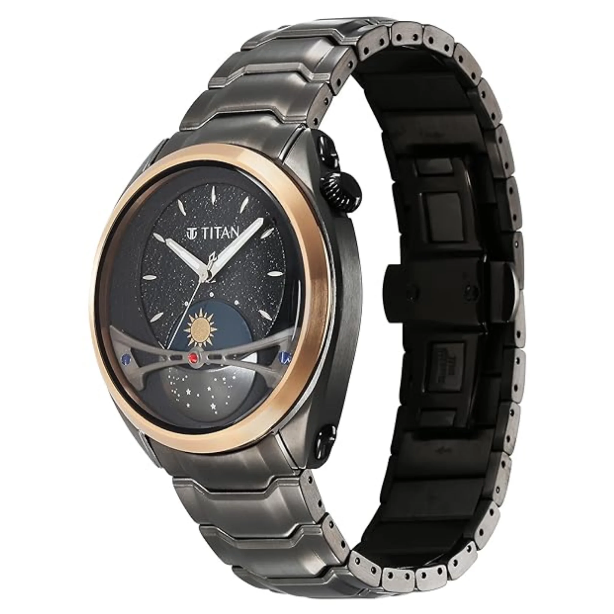 Titan 10010KM01 male Black Round Watch