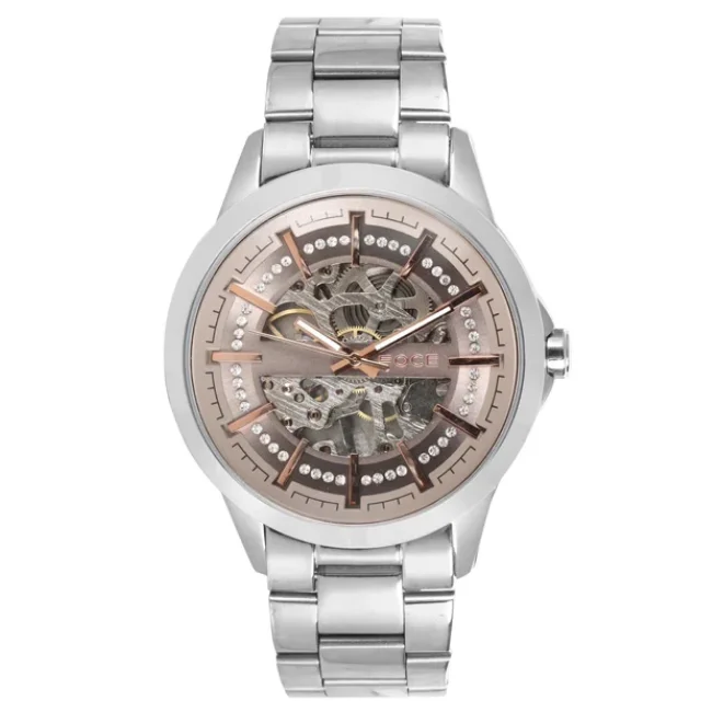 FOCE Automatic Grey Dial Metal Belt Watch For Men-FC11642GGR3