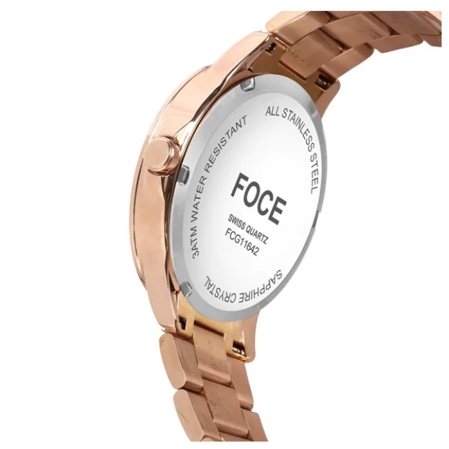 FOCE Automatic Burgundy Dial Metal Belt Watch For Men-FC 11642GRG7