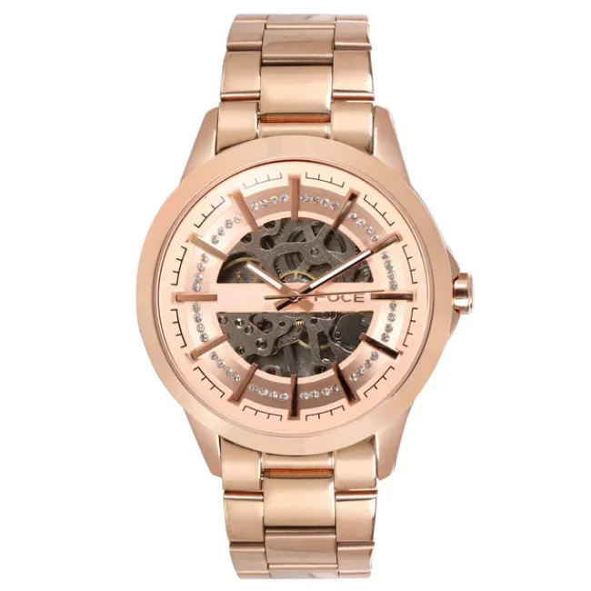 FOCE Automatic Grey Dial Metal Belt Watch For Men-FC 11642GRG9