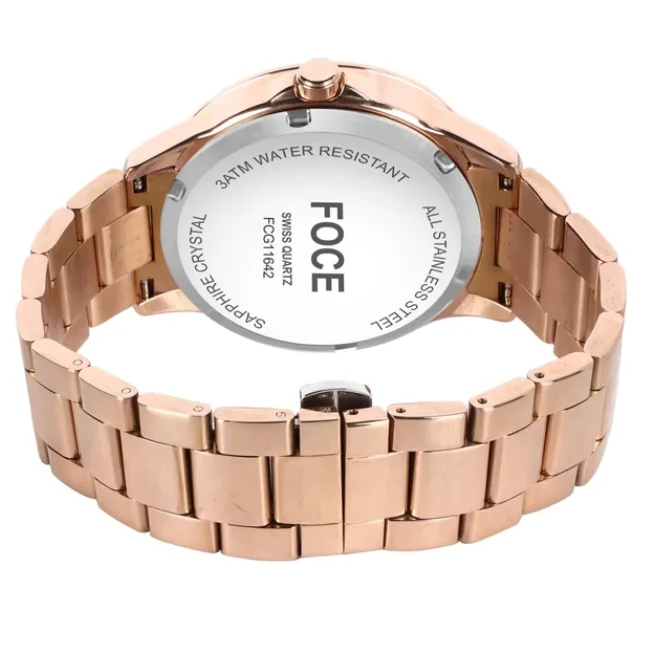FOCE Automatic Grey Dial Metal Belt Watch For Men-FC 11642GRG9