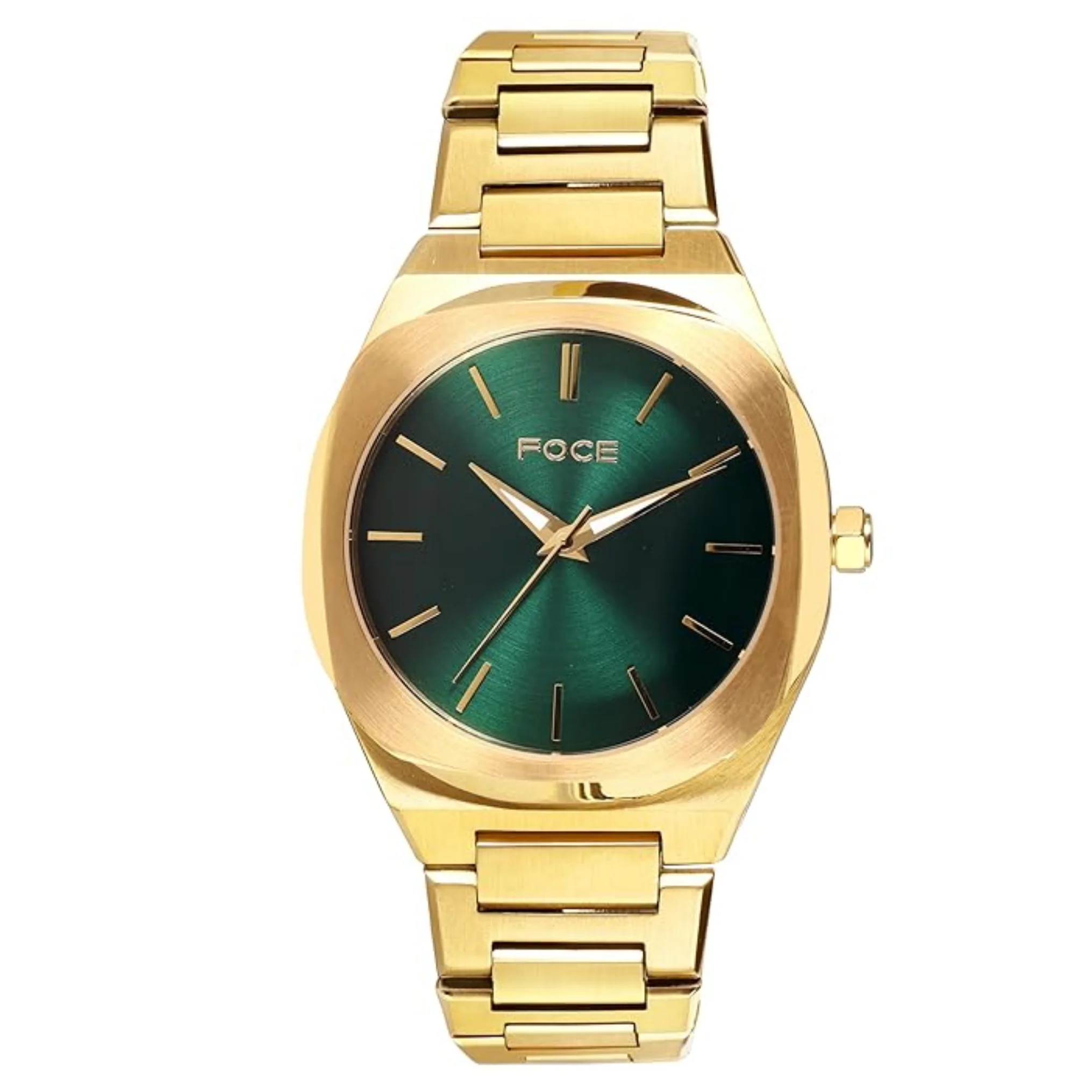 FOCE Analog Green Dial Metal Belt Watch For Men-FC 11644GG2