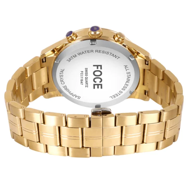 FOCE Multifunction White Dial Metal Belt Watch For Men-FC 11647GG1
