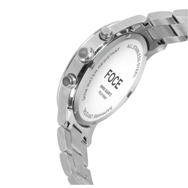 FOCE Multifunction Blue Dial Metal Belt Watch For Men-FC 11647GGR3