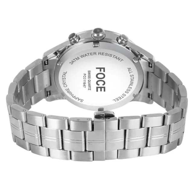 FOCE Multifunction Blue Dial Metal Belt Watch For Men-FC 11647GGR3