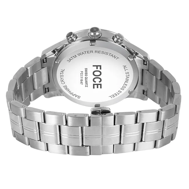 FOCE Multifunction Green Dial Metal Belt Watch For Men-FC 11647GST2