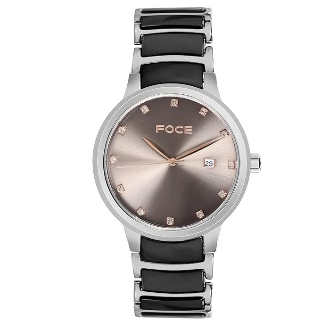 FOCE Multifunction Grey Dial Metal Belt Watch For Men-FC 11648GGR3