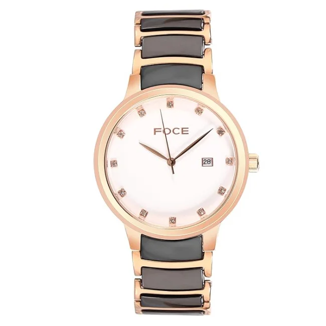 FOCE Multifunction Rosegold Dial Metal Belt For Men-FC 11648GRG1
