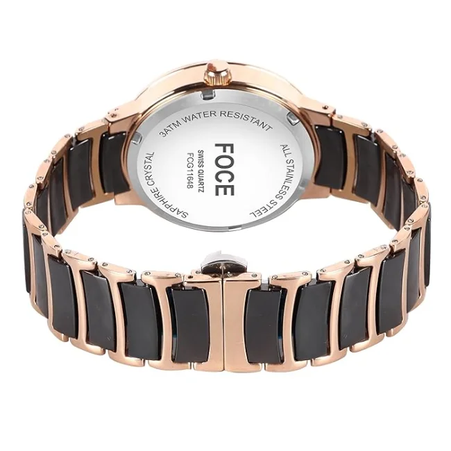 FOCE Multifunction Rosegold Dial Metal Belt For Men-FC 11648GRG1