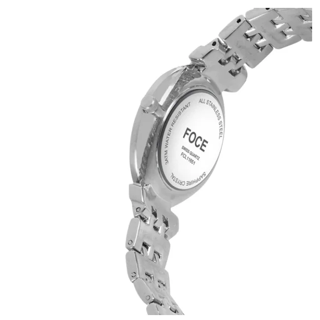FOCE Analog Grey Dial Metal Belt Watch For Women-FC 11655LGR3