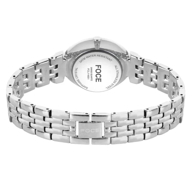 FOCE Analog Grey Dial Metal Belt Watch For Women-FC 11655LGR3