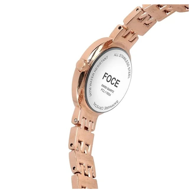 FOCE Analog Brown Dial Metal Belt Watch For Women-FC 11654LRG7