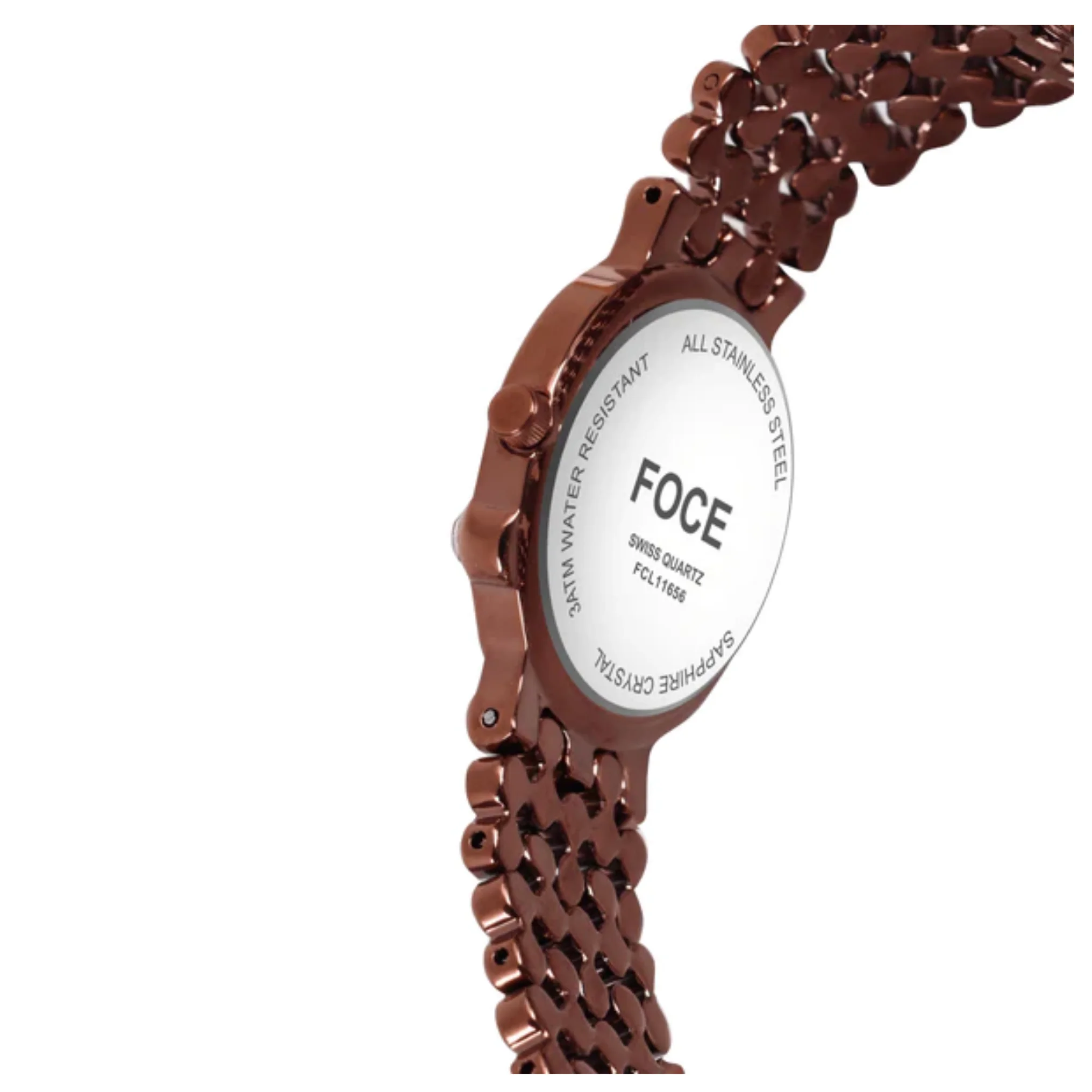 FOCE Analog Brown Dial Metal Belt Watch For Women-FC11656LBR6