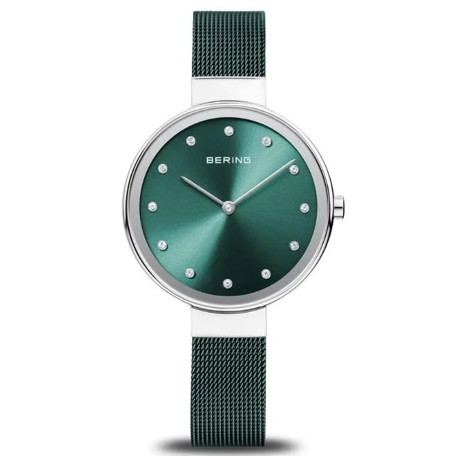 Bering Round Analog Green Dial Women Watch- 12034-808