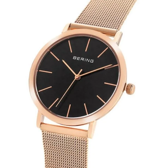 Bering Round Analog Black Dial Women Watch - 13436-362