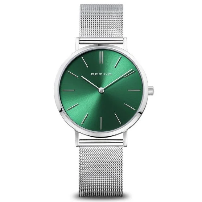 Bering Round Analog Green Dial Women Watch- 14134-008