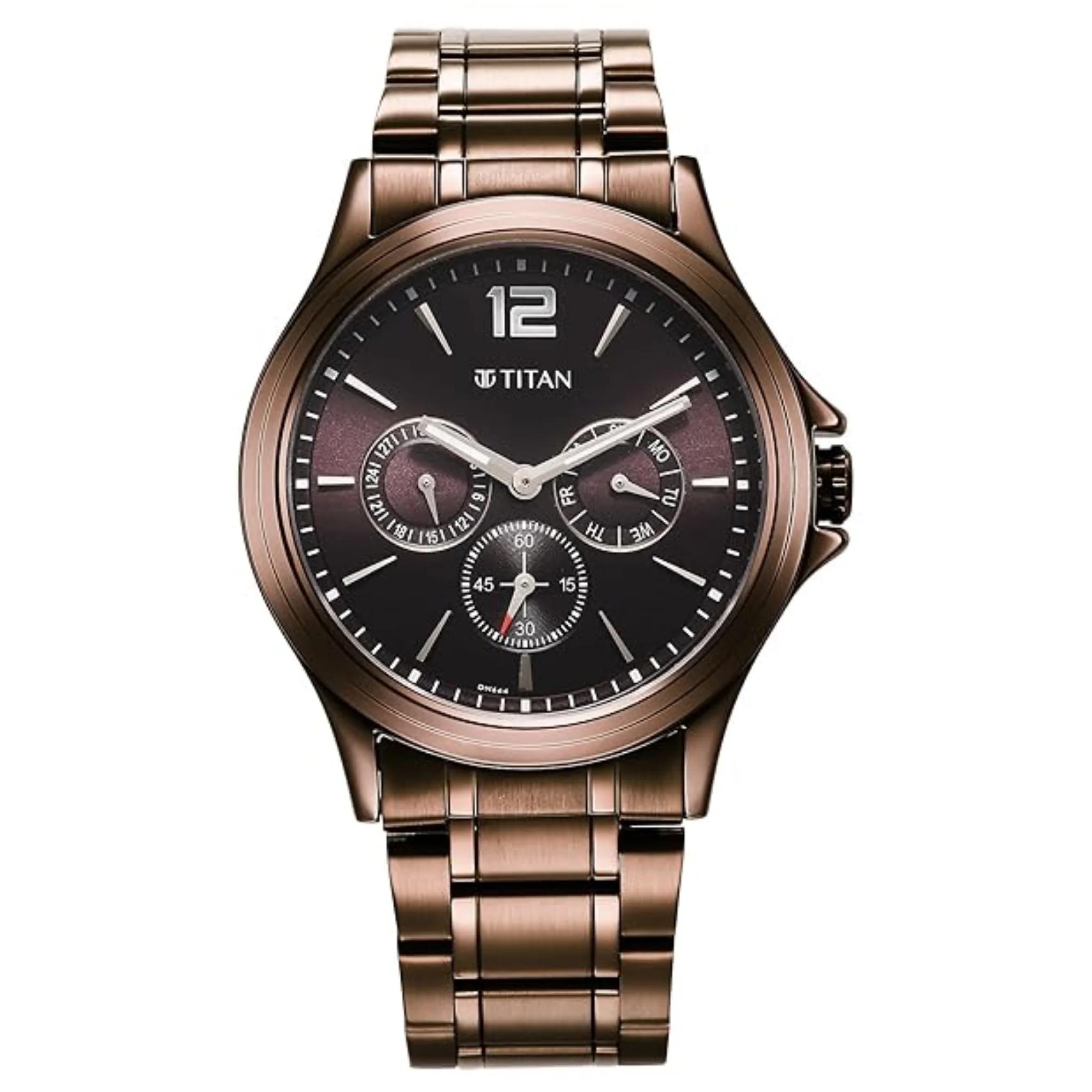 Titan Men Stainless Steel Brown Round - 1698QM02