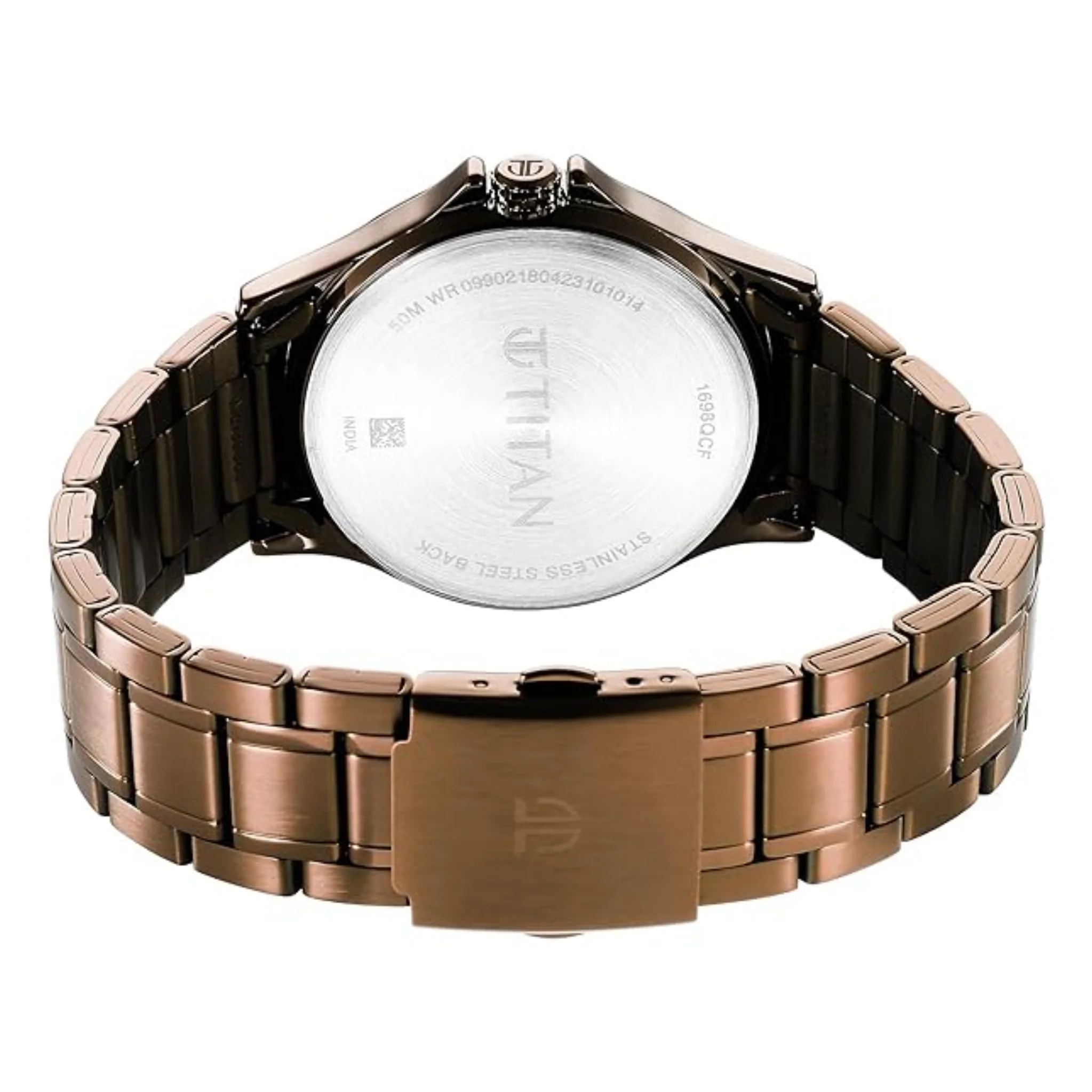 Titan Men Stainless Steel Brown Round - 1698QM02