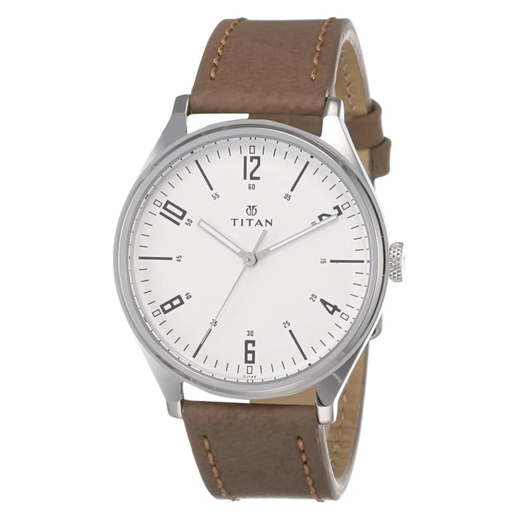 Titan Men Leather White Round