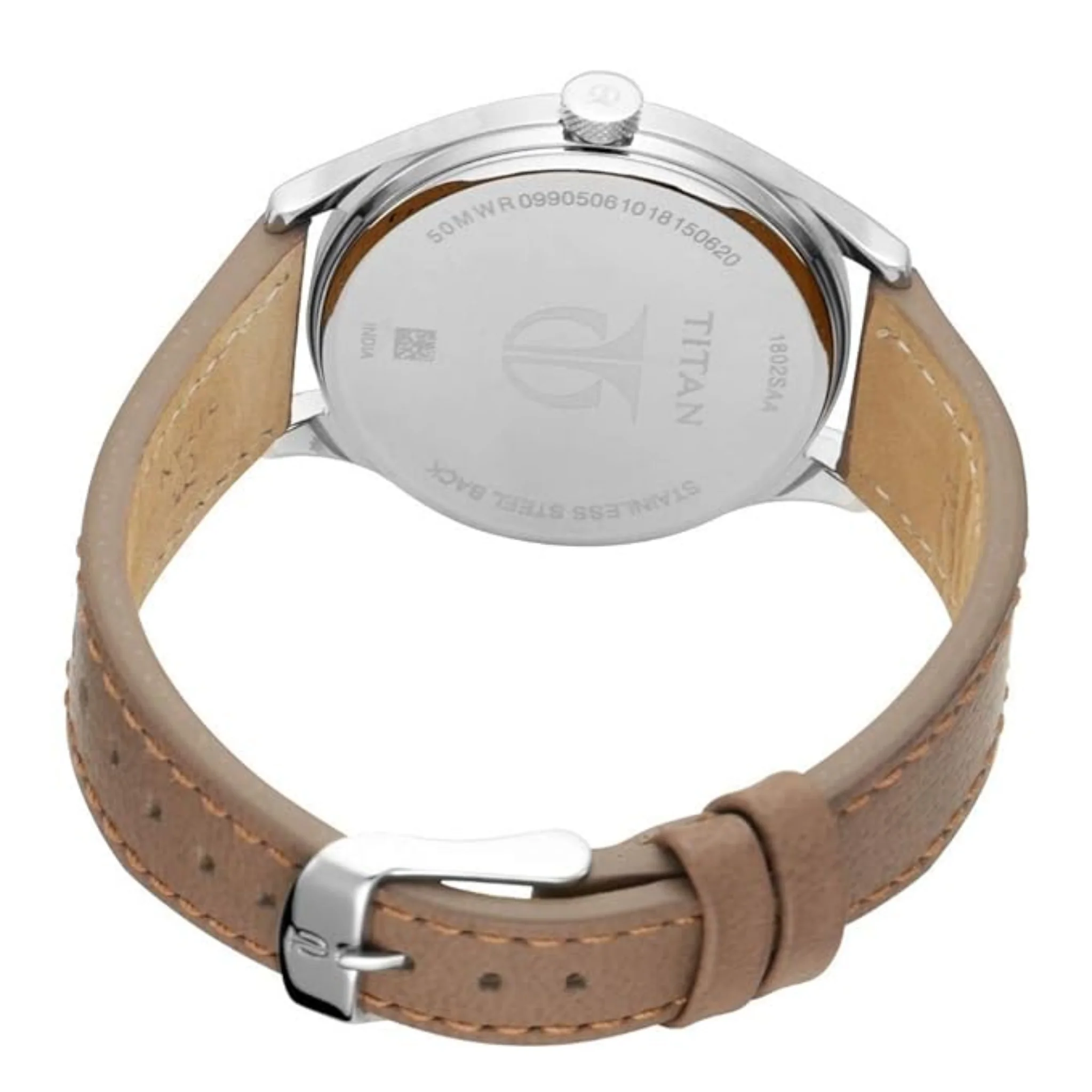 Titan Men Leather White Round