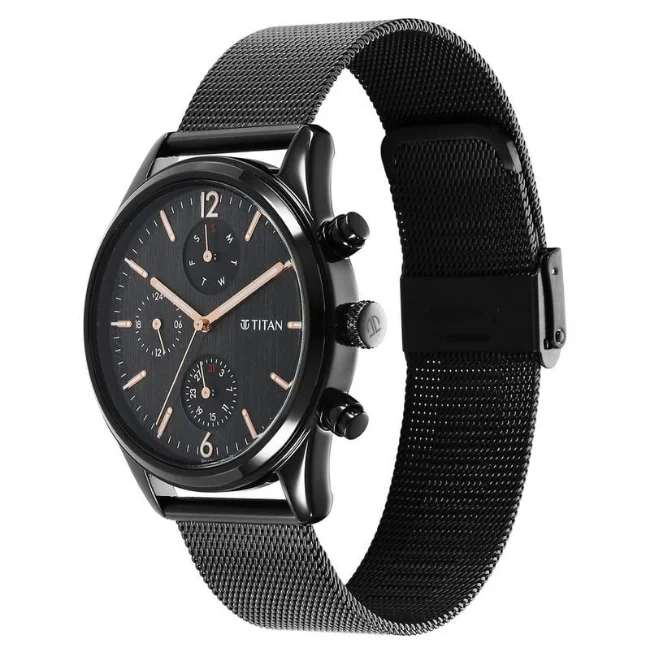 Titan 1805NM05 male Black Round Watch