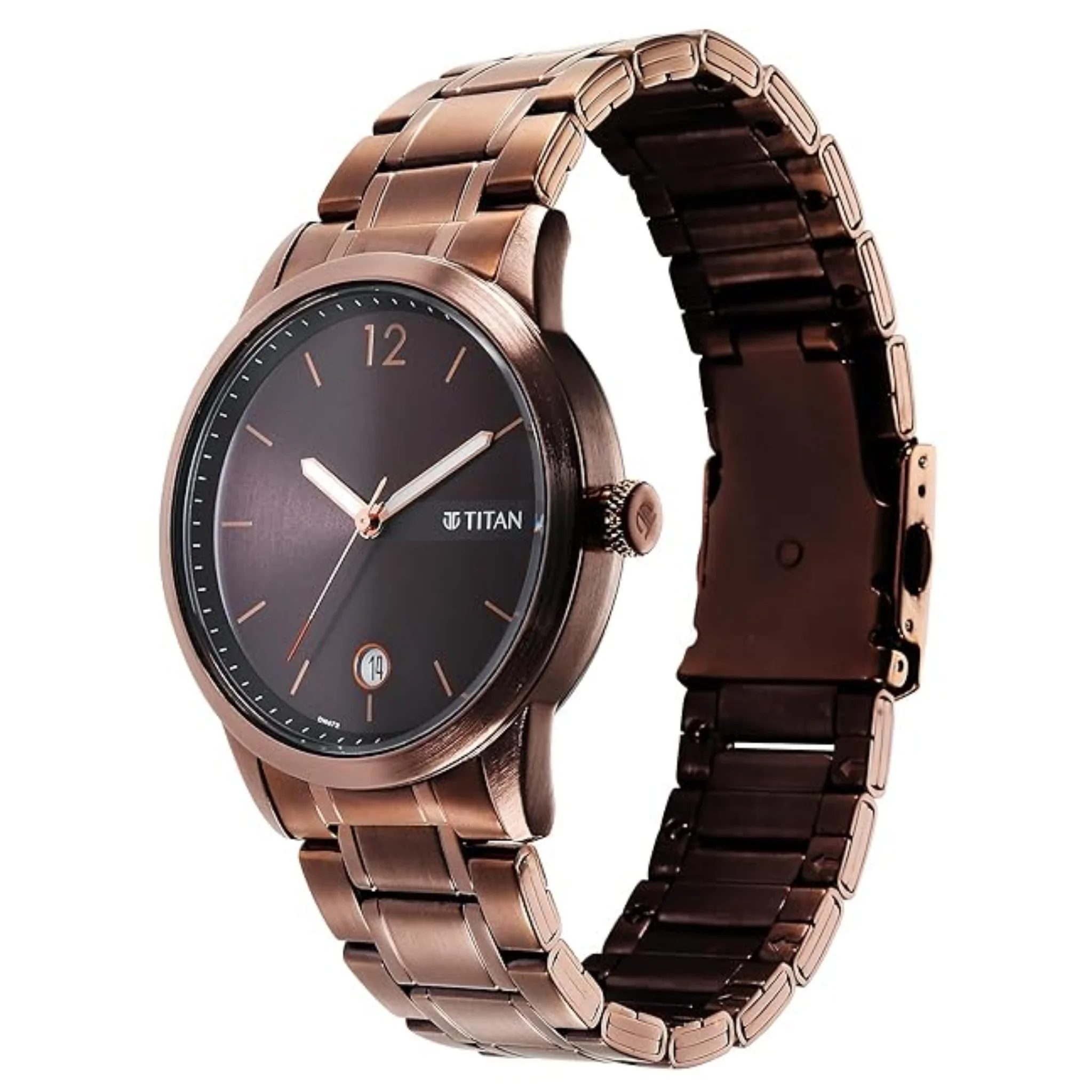 Titan 1806QM03 male Brown Round Watch