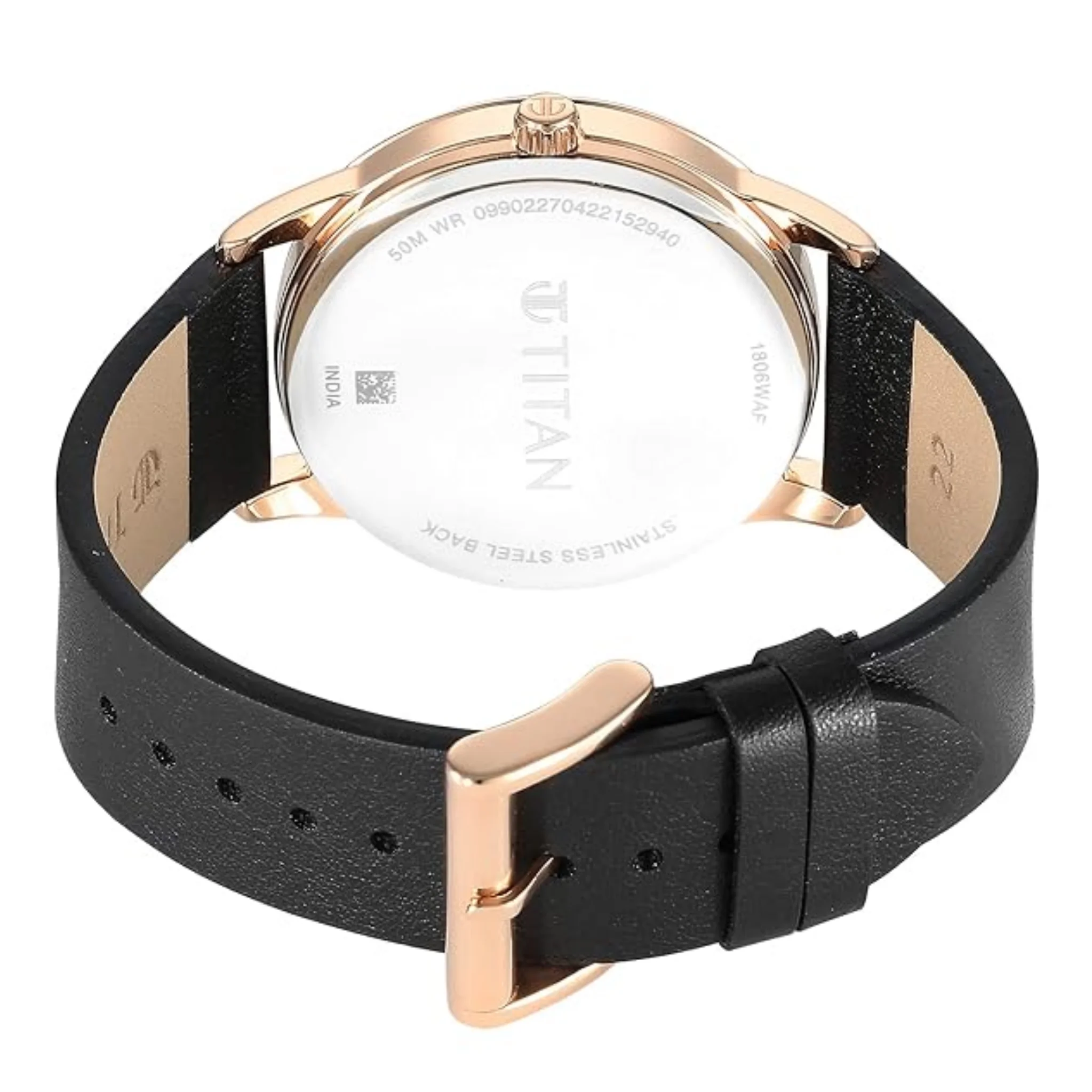 Titan Men Leather Black Round - 1806WL05