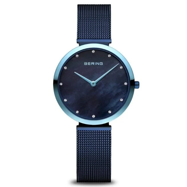 Bering Round Analog Blue Dial Women Watch- 18132-398