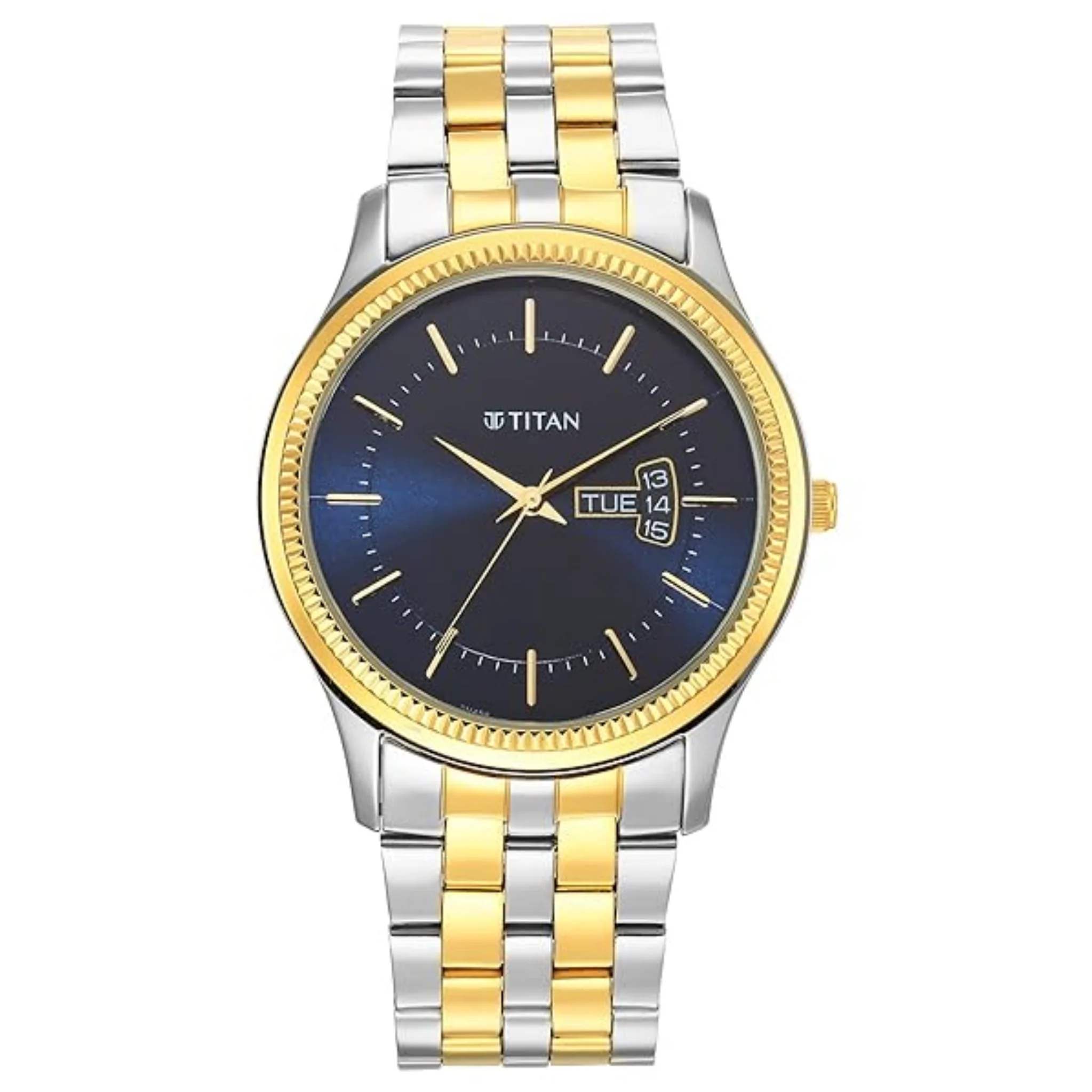 Titan Men Stainless Steel Blue Round - 1824BM03