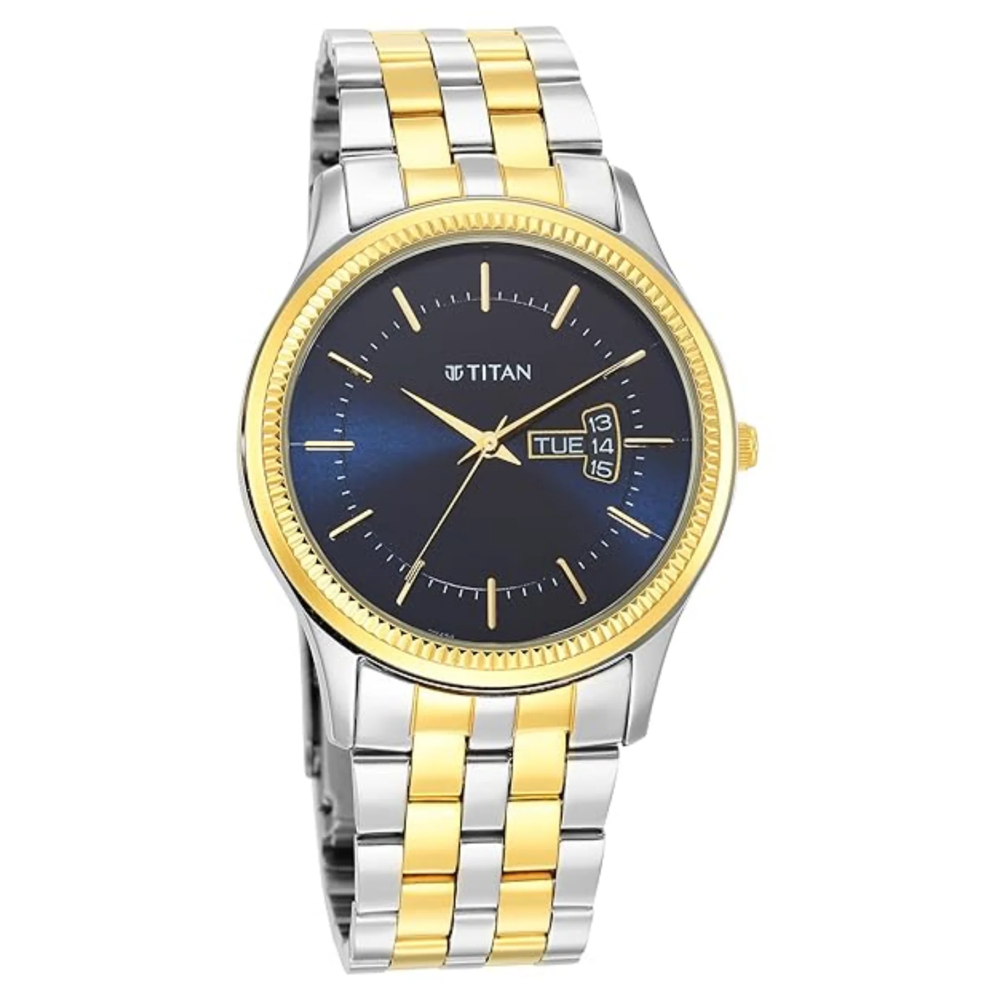 Titan Men Stainless Steel Blue Round - 1824BM03