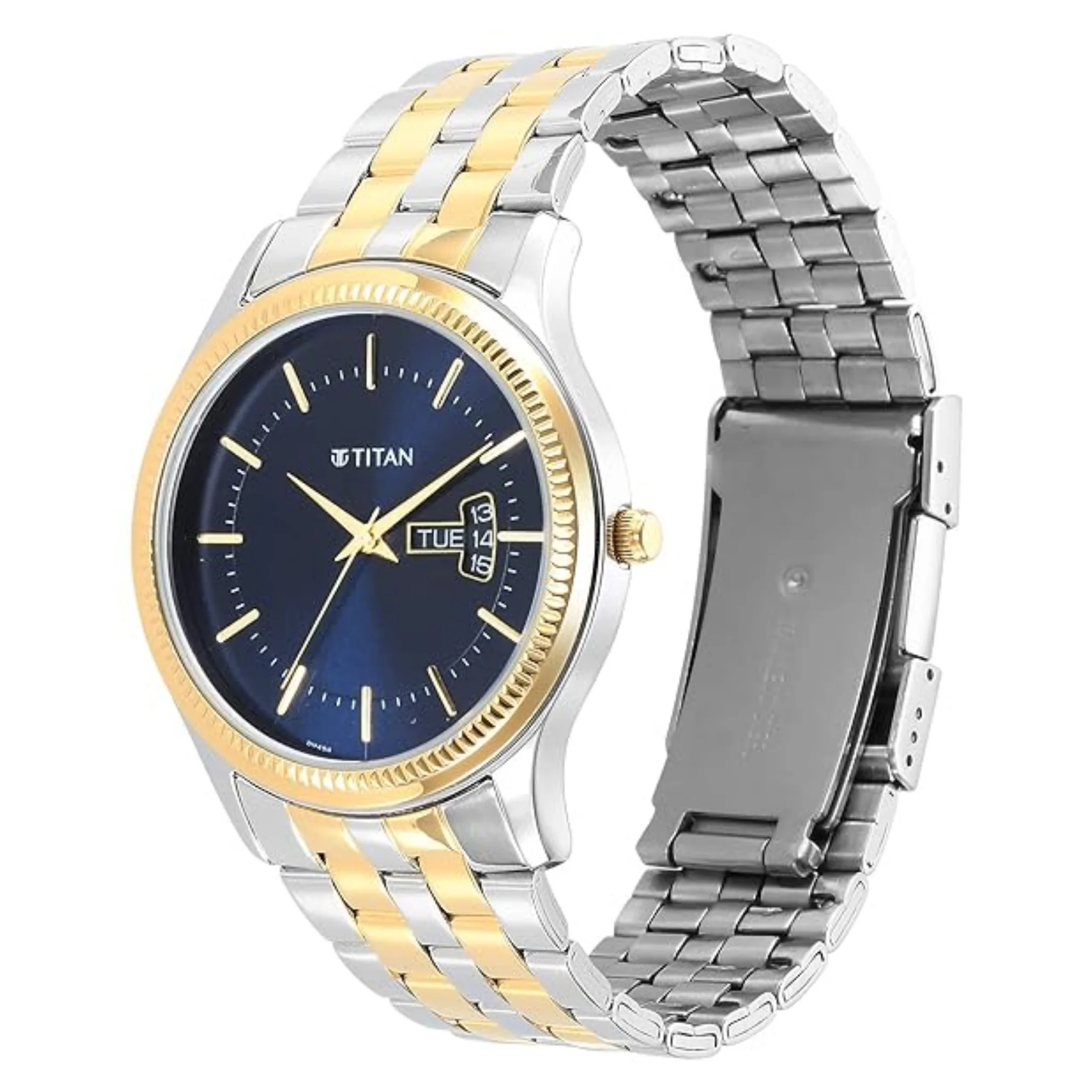 Titan Men Stainless Steel Blue Round - 1824BM03