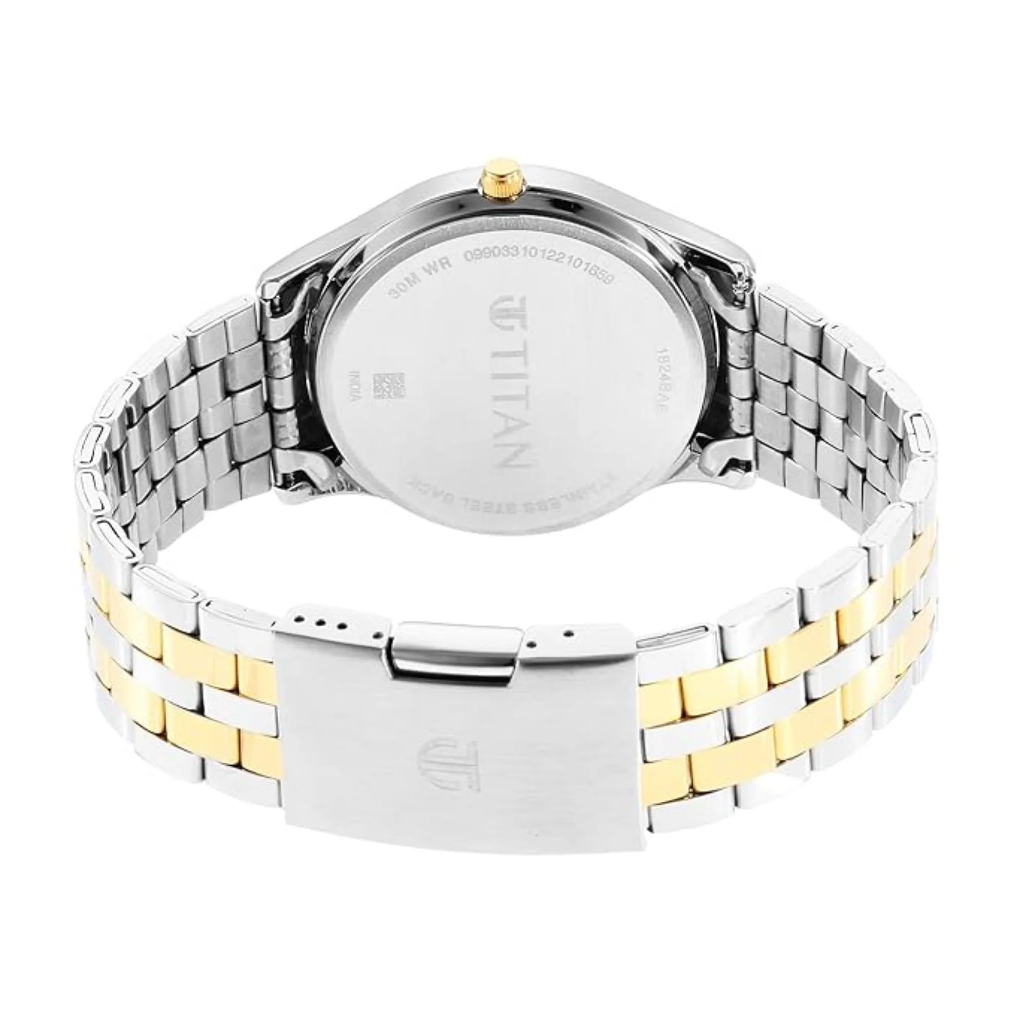 Titan Men Stainless Steel Blue Round - 1824BM03