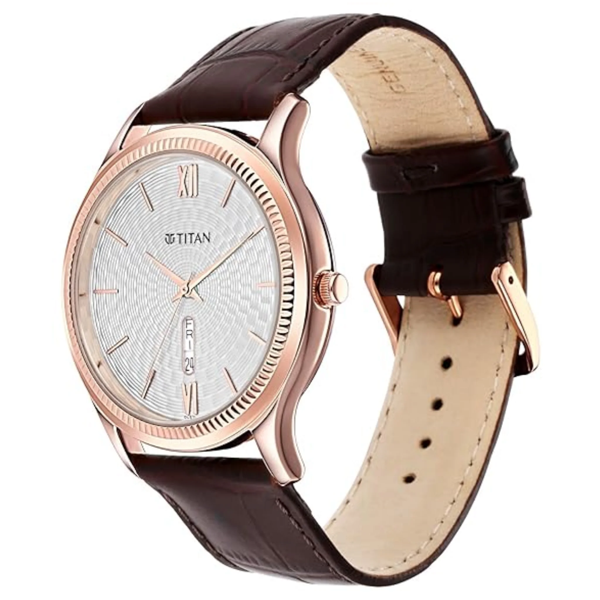 Titan Men Leather Silver Round - 1824WL02