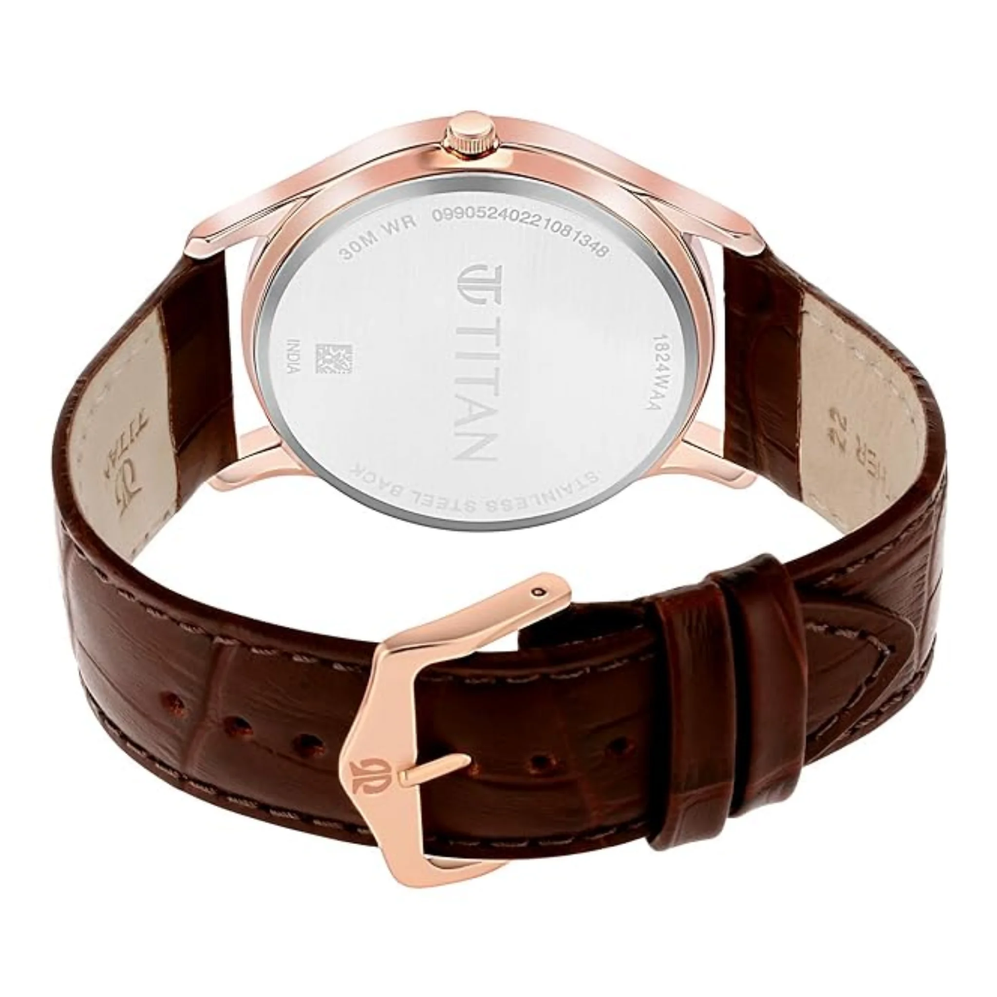Titan Men Leather Silver Round - 1824WL02