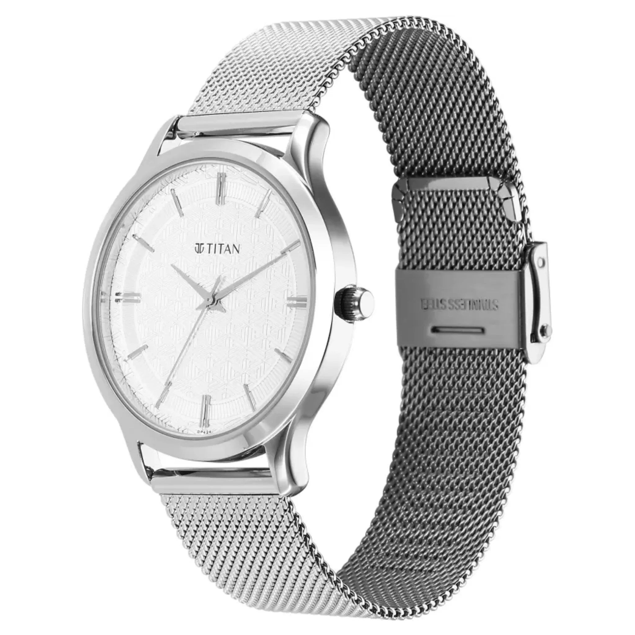 Titan Men Stainless Steel Silver Round - 1825SM09