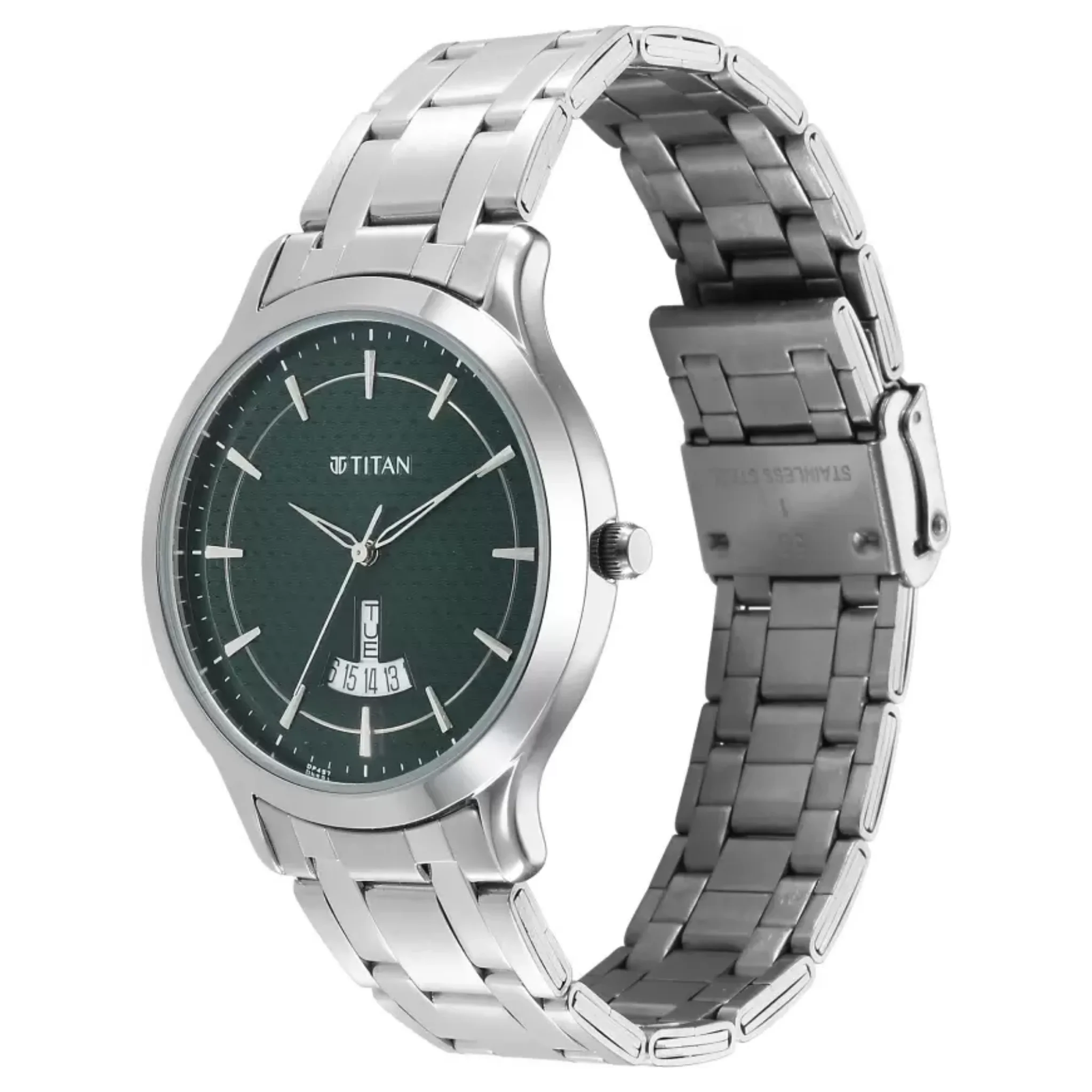 Titan Men Stainless Steel Green Round - 1825SM11