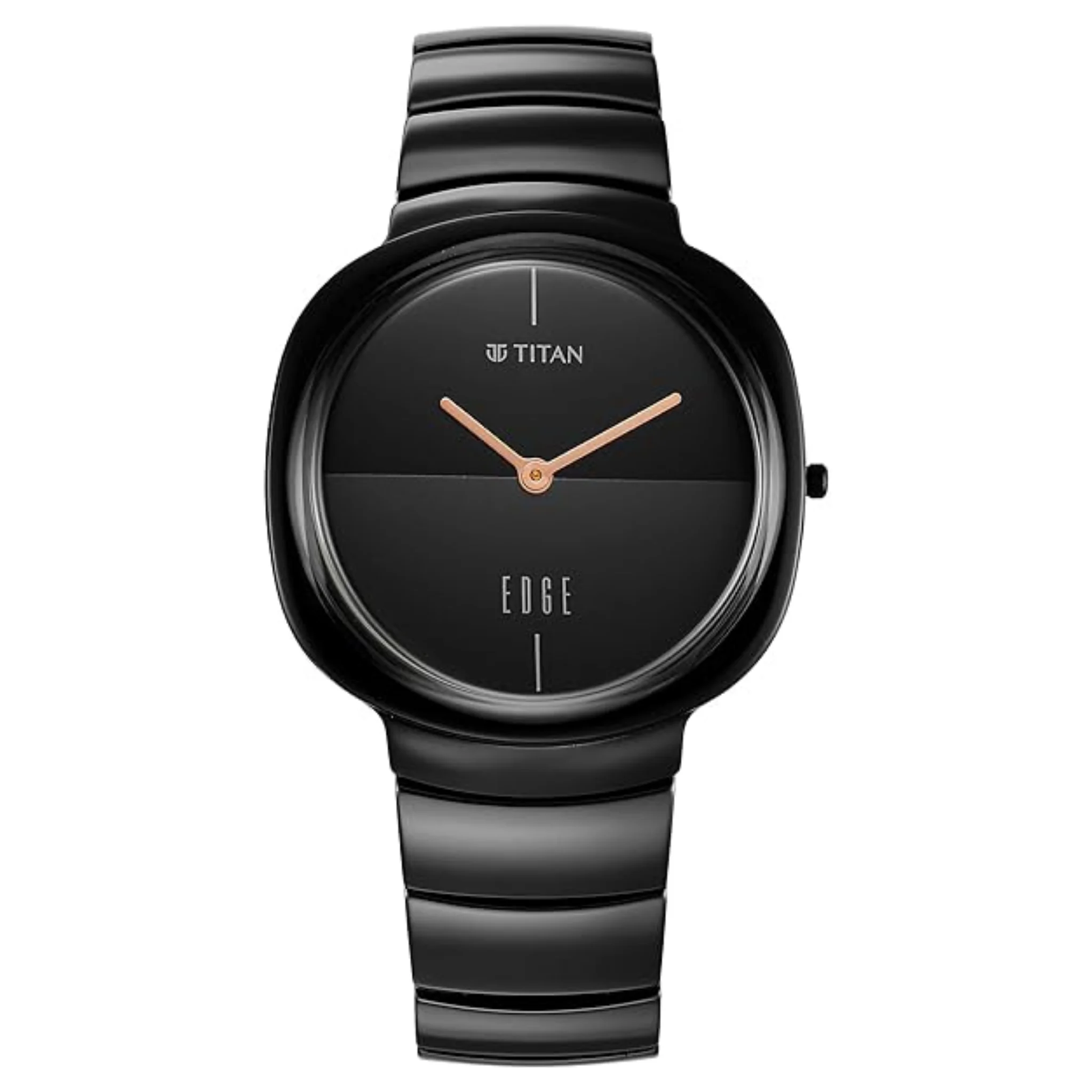 Titan Edge Men Ceramic Black Rectangle