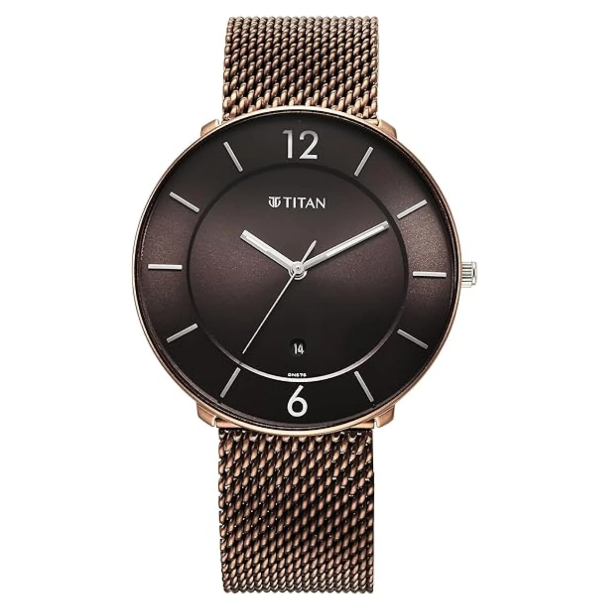 Titan Men Stainless Steel Brown Round - 1849KM04